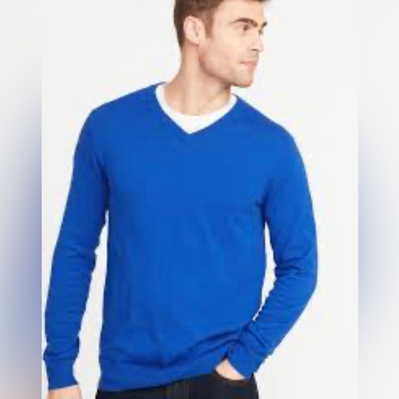 NWOT Old Navy Men's Blue V-Neck Sweater Size L - Picture 1 of 13
